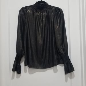 Black and Gold Metallic Victorian Blouse